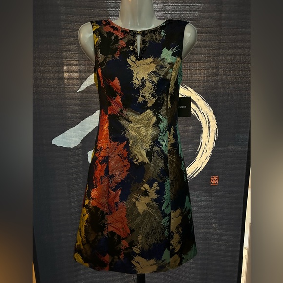 NWT Ellen Tracy Metallic Embossed Dress - Picture 2 of 7